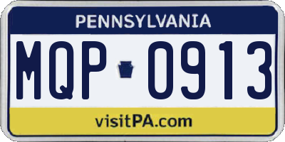 PA license plate MQP0913