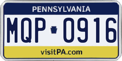 PA license plate MQP0916