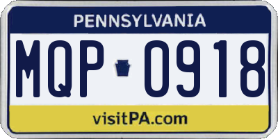 PA license plate MQP0918