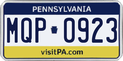 PA license plate MQP0923