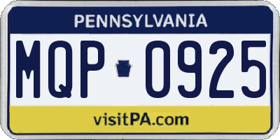 PA license plate MQP0925