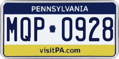 PA license plate MQP0928