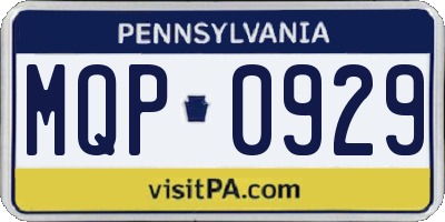 PA license plate MQP0929