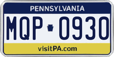 PA license plate MQP0930