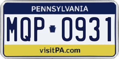 PA license plate MQP0931