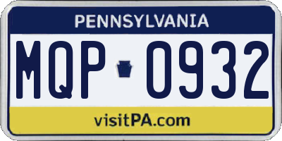 PA license plate MQP0932