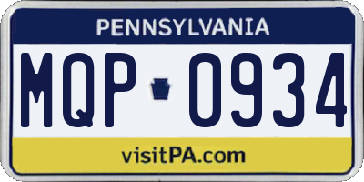 PA license plate MQP0934