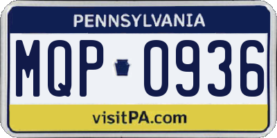 PA license plate MQP0936