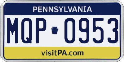 PA license plate MQP0953