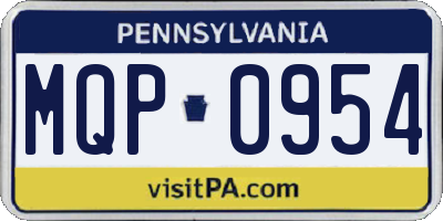 PA license plate MQP0954