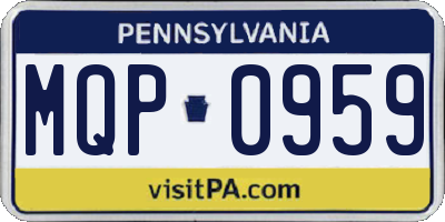 PA license plate MQP0959