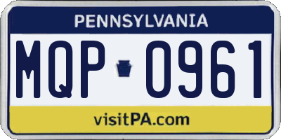 PA license plate MQP0961
