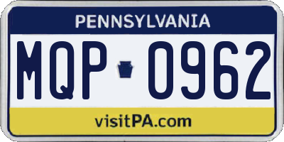 PA license plate MQP0962