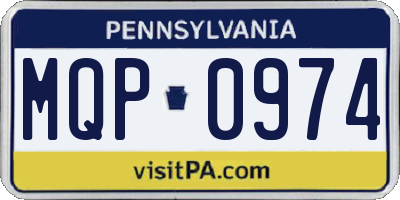 PA license plate MQP0974