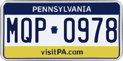 PA license plate MQP0978