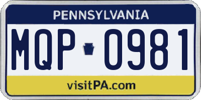 PA license plate MQP0981