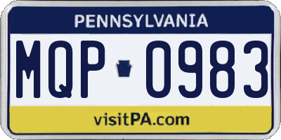 PA license plate MQP0983