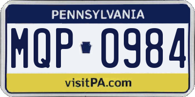 PA license plate MQP0984
