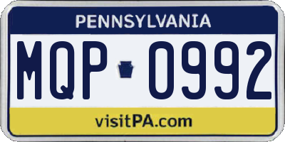 PA license plate MQP0992