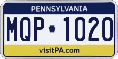 PA license plate MQP1020