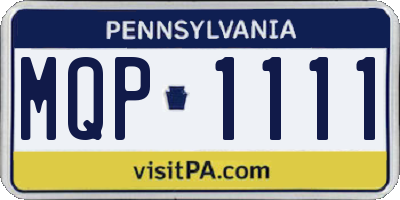 PA license plate MQP1111