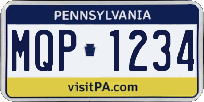 PA license plate MQP1234