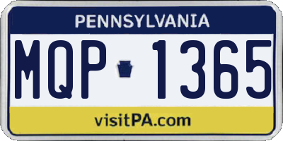 PA license plate MQP1365