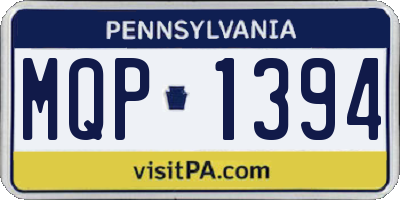 PA license plate MQP1394