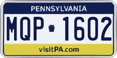 PA license plate MQP1602