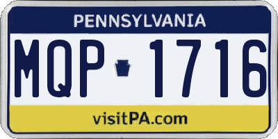 PA license plate MQP1716