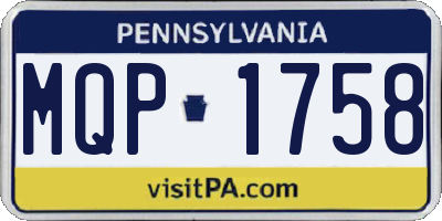 PA license plate MQP1758