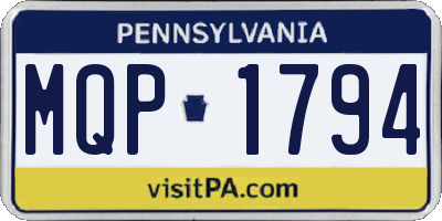PA license plate MQP1794