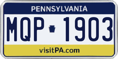 PA license plate MQP1903