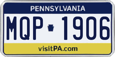 PA license plate MQP1906