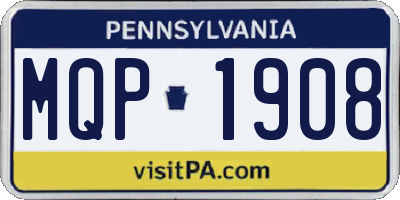 PA license plate MQP1908