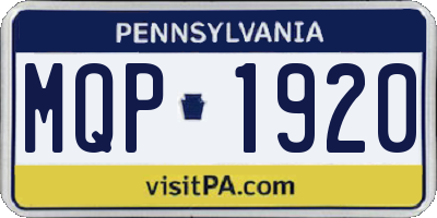 PA license plate MQP1920