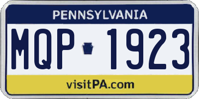 PA license plate MQP1923