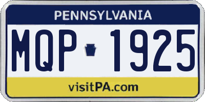 PA license plate MQP1925