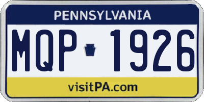 PA license plate MQP1926