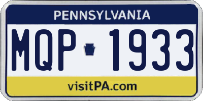 PA license plate MQP1933