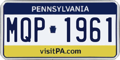 PA license plate MQP1961