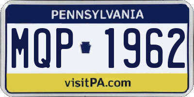 PA license plate MQP1962