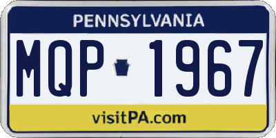 PA license plate MQP1967