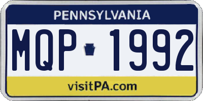 PA license plate MQP1992