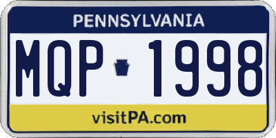 PA license plate MQP1998