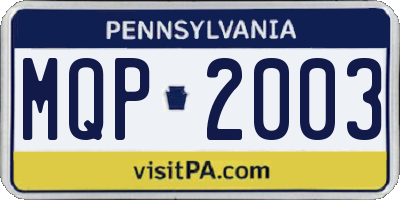 PA license plate MQP2003