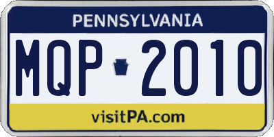 PA license plate MQP2010