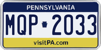 PA license plate MQP2033