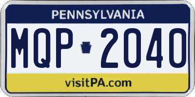 PA license plate MQP2040