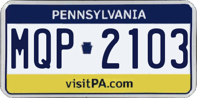 PA license plate MQP2103